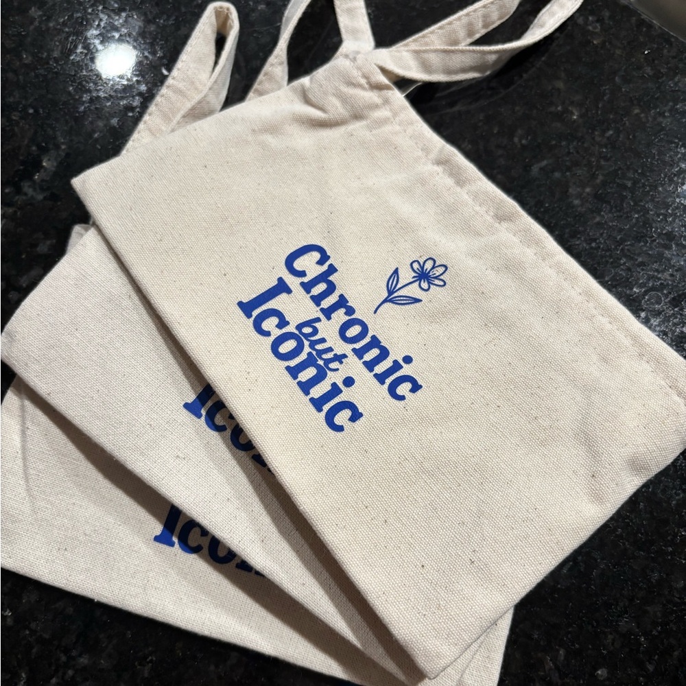 Canvas Pouch with Blue Print chronic but iconic illness sarcasm gift